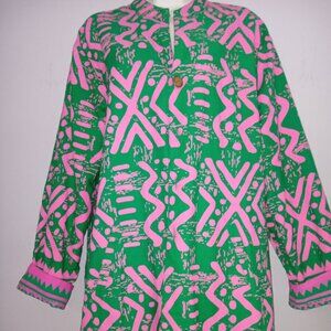 Reversible African style Pink Green Mid length Jacket